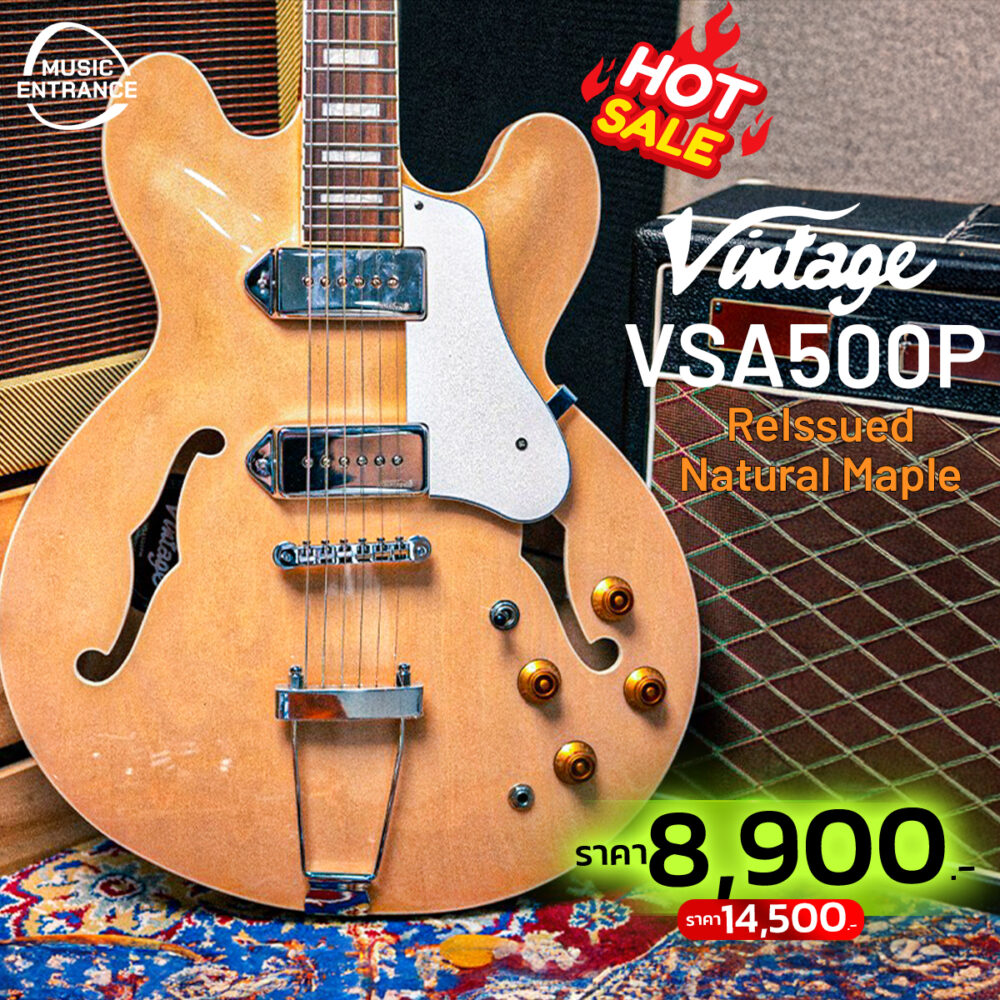 Vintage VSA500P ReIssued Semi Acoustic Guitar (N)