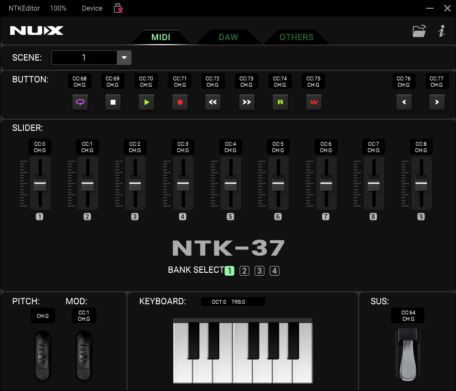 NUX NTK-37 MIDI Keyboard Controller