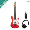 Soloking MS-11 Custom HSS Fiesta Red with NUX MP-2 and Hibilly Mixman 1987 Headphone