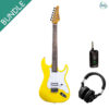 Soloking MS-H Tom Delonge Tribute Gavity Yellow with NUX MP-2 and Hibilly Mixman 1987 Headphone