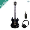 Soloking SG-60 Custom Black Beauty with NUX MP-2 and Hibilly Mixman 1987 Headphone